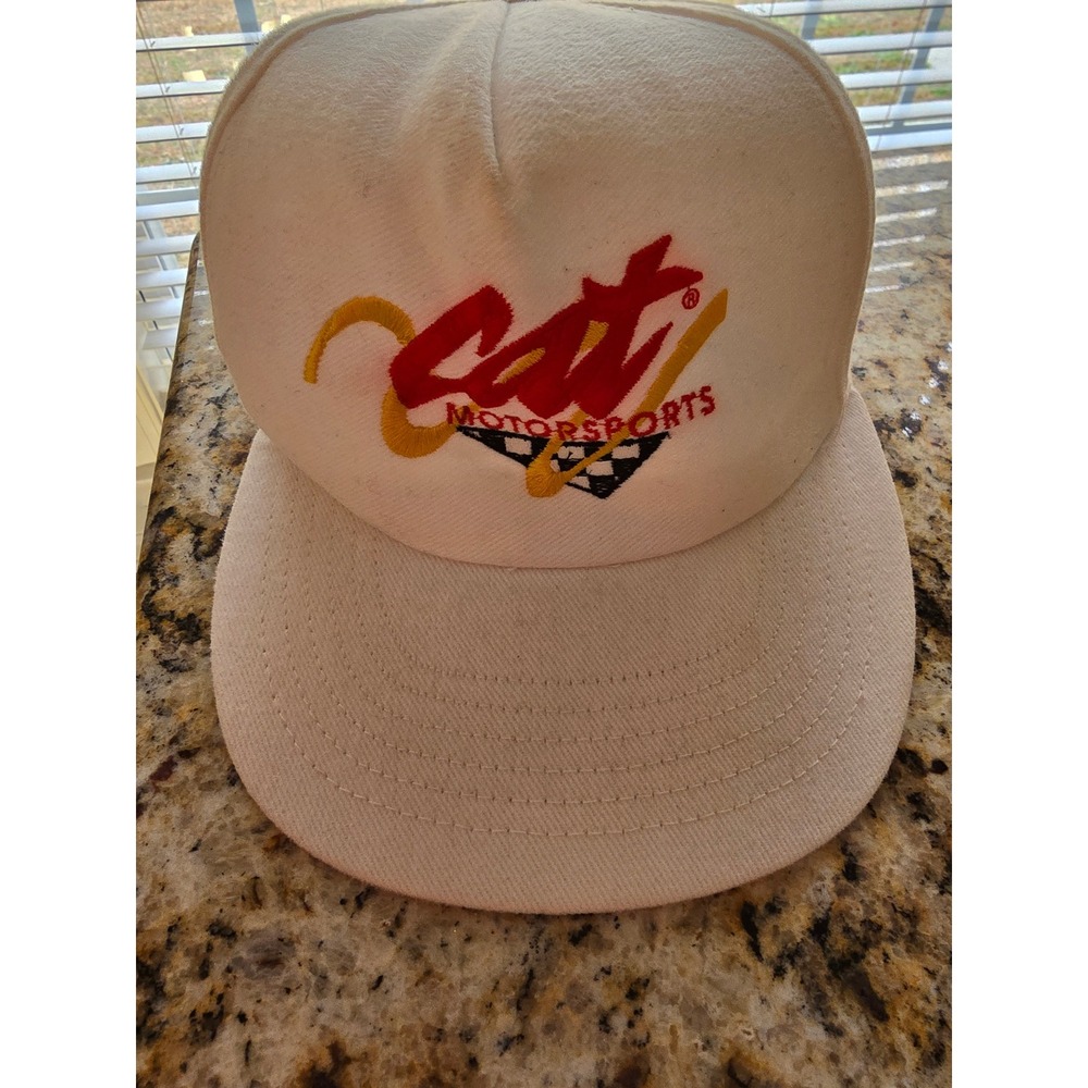 White CAT Motorsports Embroidered Baseball Cap One Size Fits All USA Made